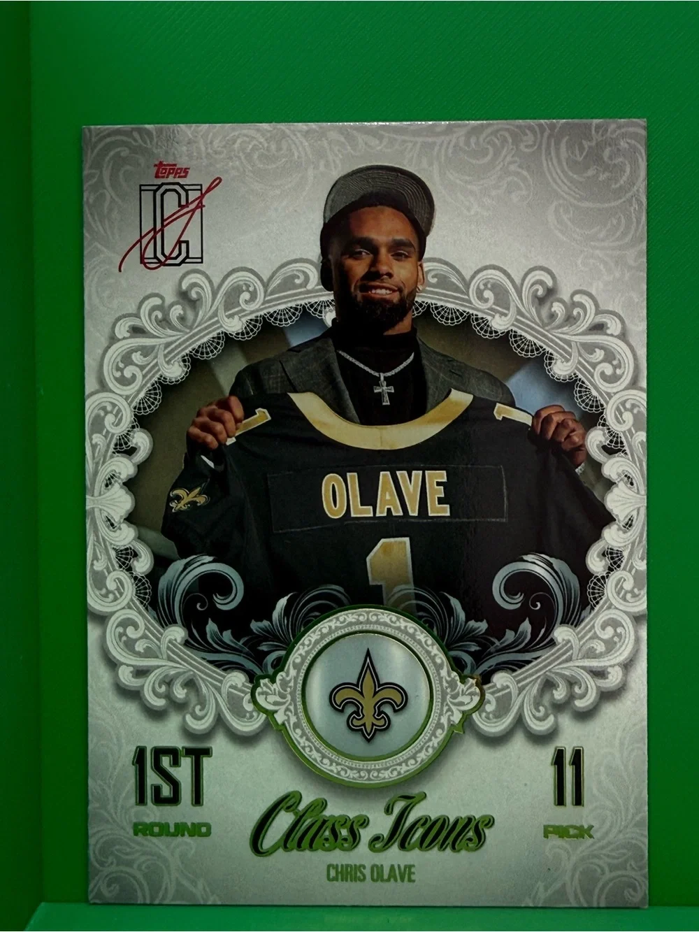 Topps Green and Gold Chris Olave Card Back